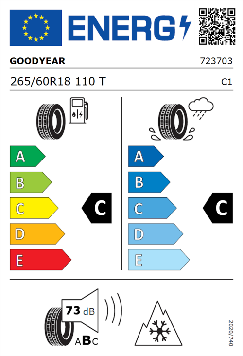 Tyre Label for Goodyear Wrangler All-Terrain Adventure 265/60R18 110T