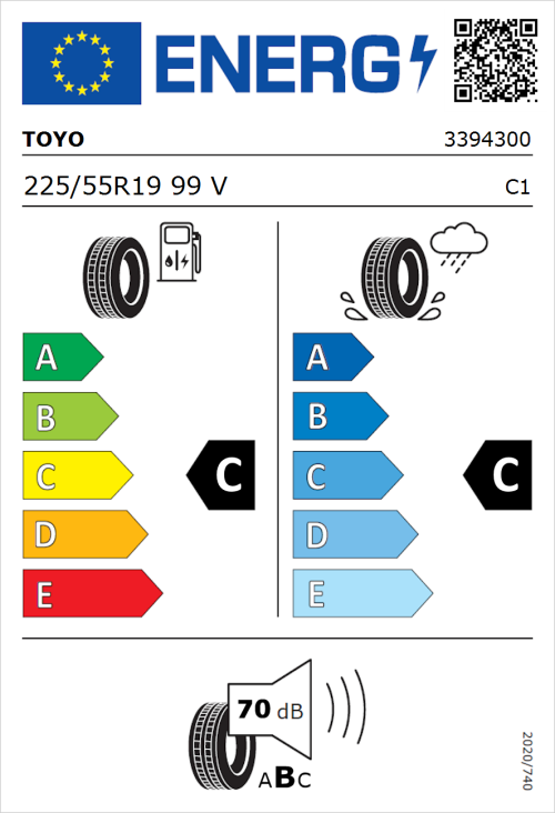 Tyre Label for Toyo PROXES R46 225/55R19 99V